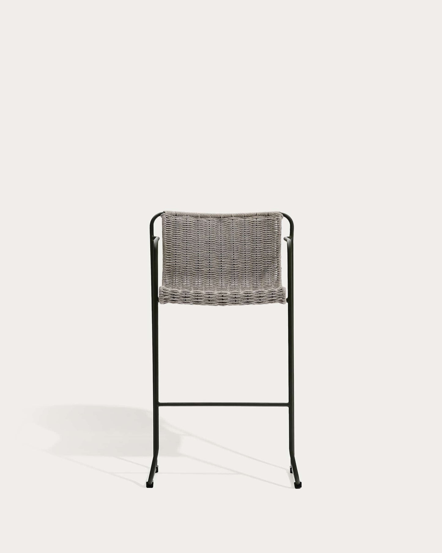 Sgabello Maurina in acciaio zincato verde e corda ecru e grigia 64,5 cm