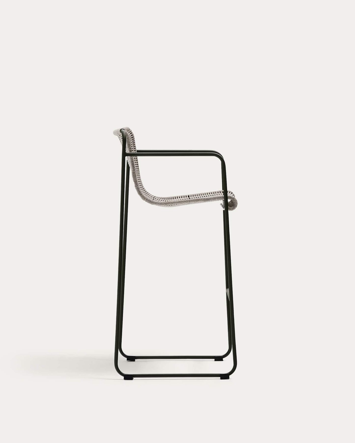 Sgabello Maurina in acciaio zincato verde e corda ecru e grigia 74,5 cm