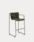 Sgabello Maurina impilabile in acciaio zincato verde con corda verde 74,5 cm