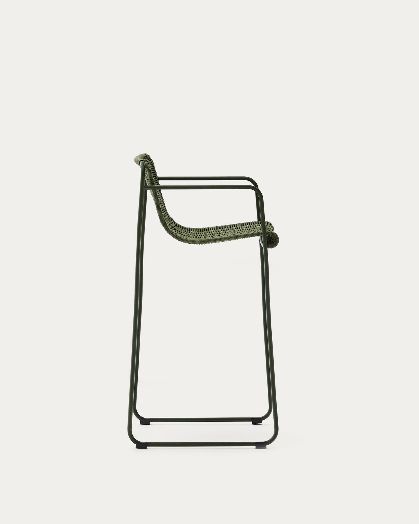 Sgabello Maurina impilabile in acciaio zincato verde con corda verde 74,5 cm