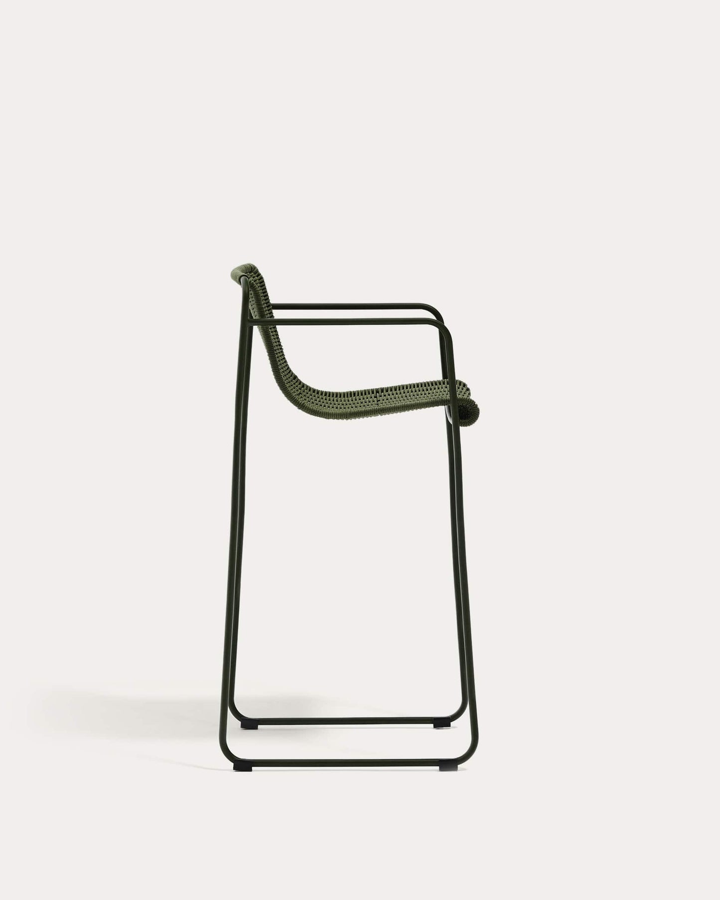 Sgabello Maurina impilabile in acciaio zincato verde con corda verde 74,5 cm
