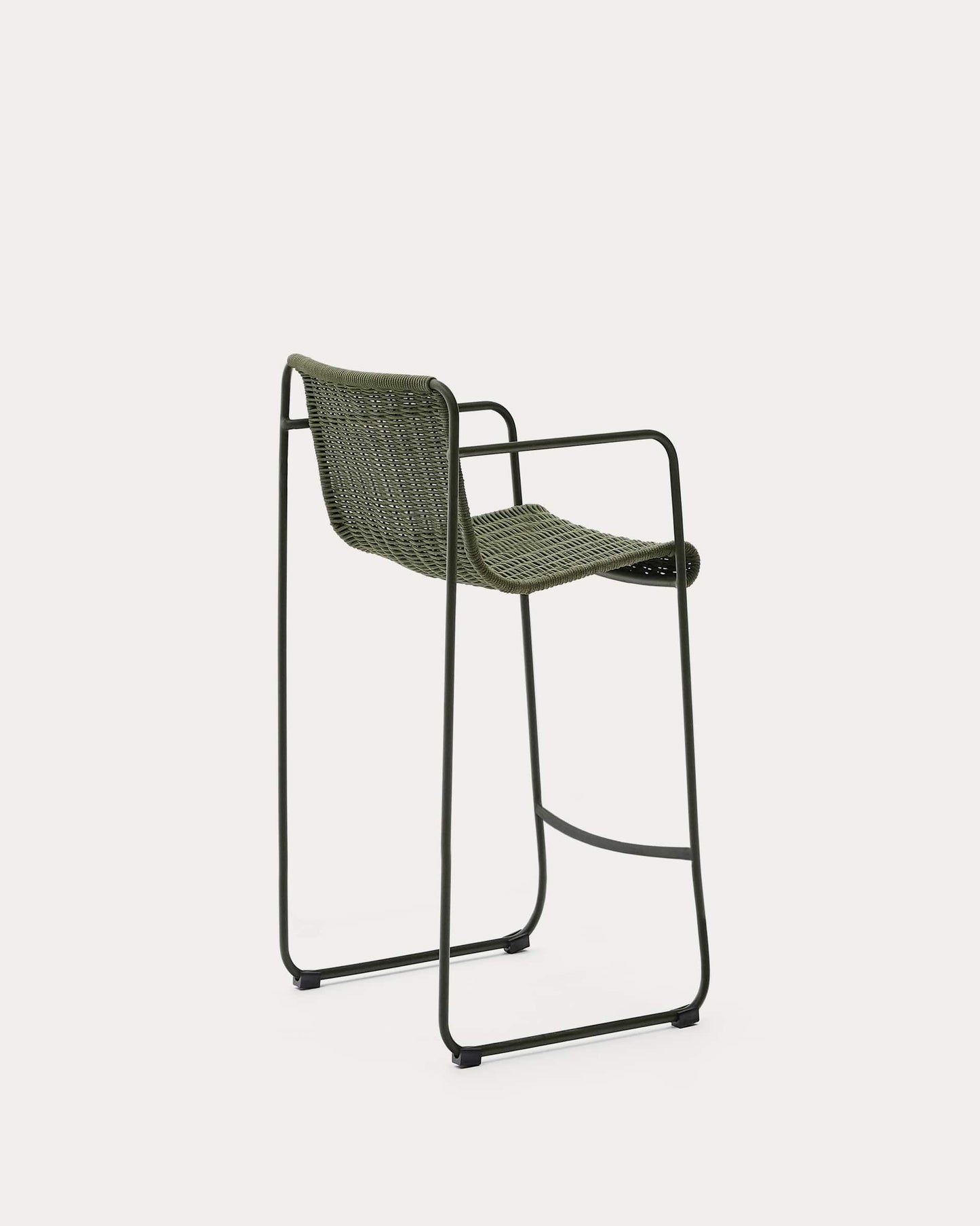 Sgabello Maurina impilabile in acciaio zincato verde con corda verde 74,5 cm