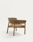 Poltrona Arinella in legno massiccio di acacia, finitura naturale e corda beige