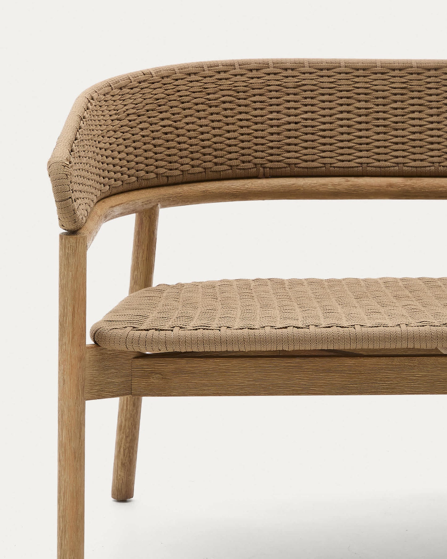 Divano a 3 posti Arinella in legno massiccio di acacia con finitura naturale e corda beige 167 cm
