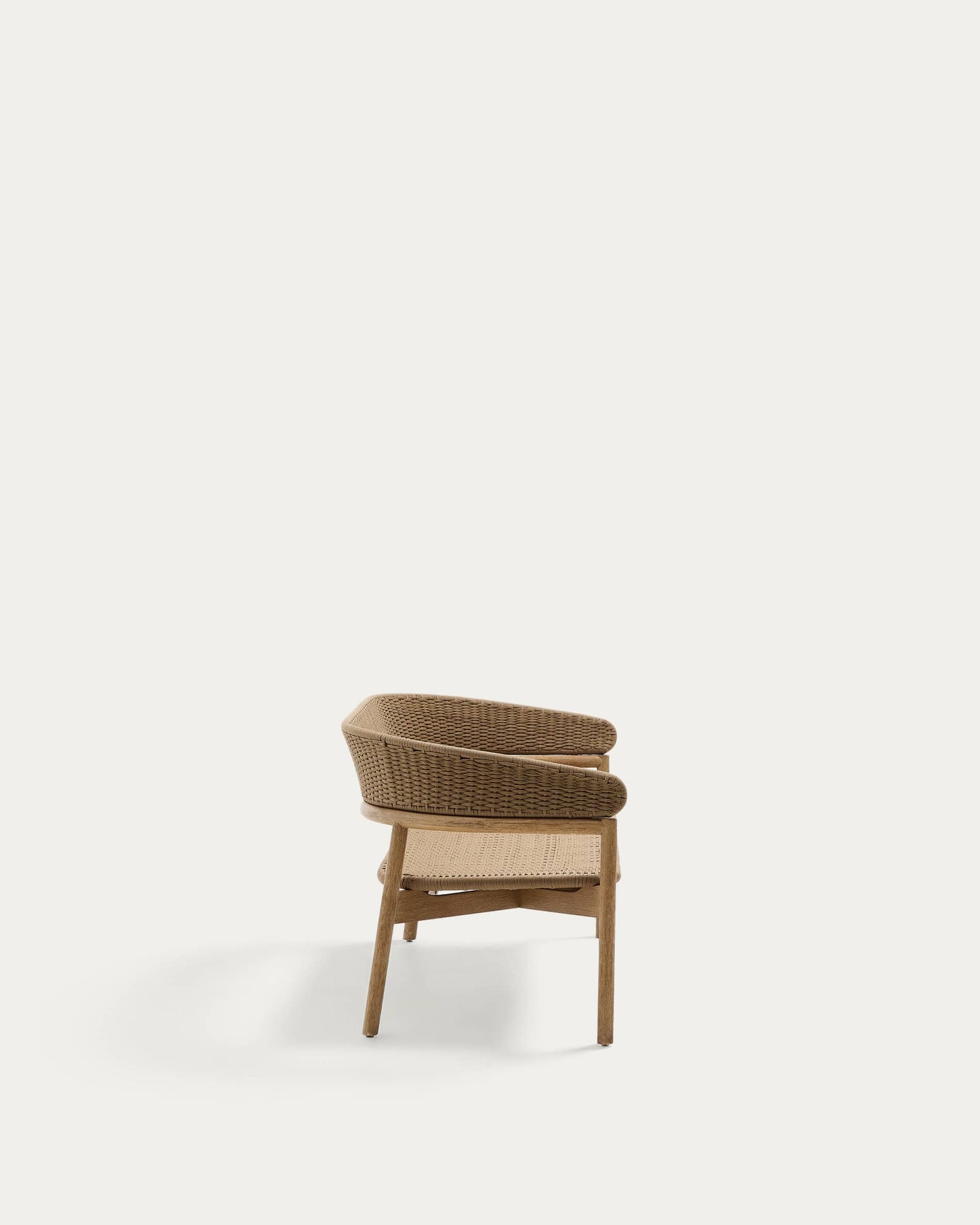 Divano a 3 posti Arinella in legno massiccio di acacia con finitura naturale e corda beige 167 cm