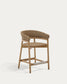 Sgabello Arinella in legno massiccio di acacia con finitura naturale e corda beige 65 cm