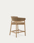 Sgabello Arinella in legno massiccio di acacia con finitura naturale e corda beige 65 cm