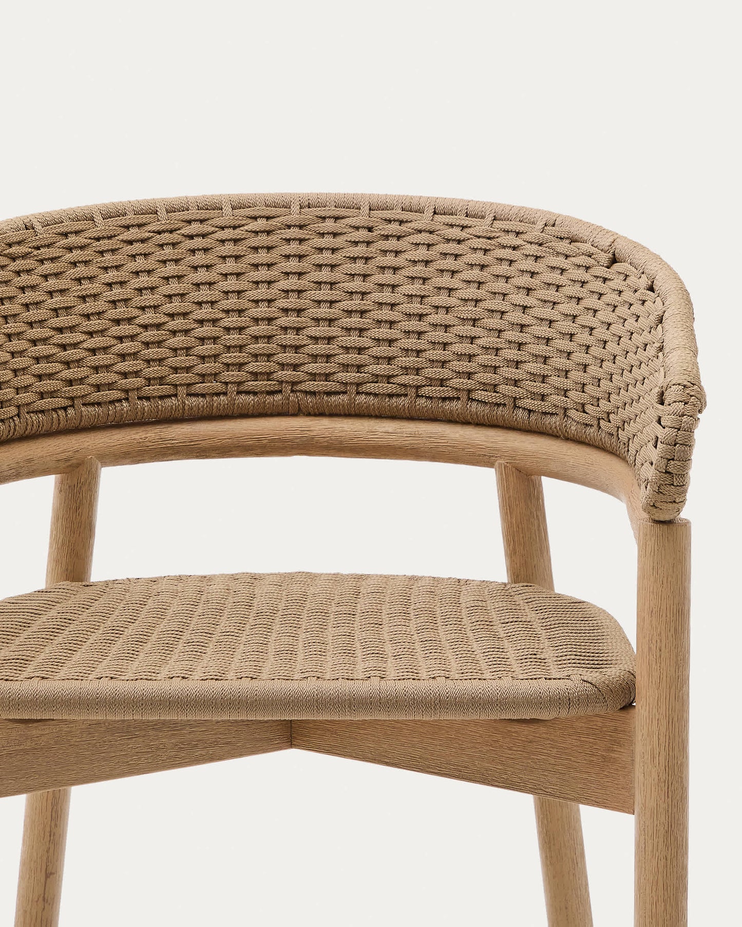 Sgabello Arinella in legno massiccio di acacia finitura naturale e corda beige 75 cm