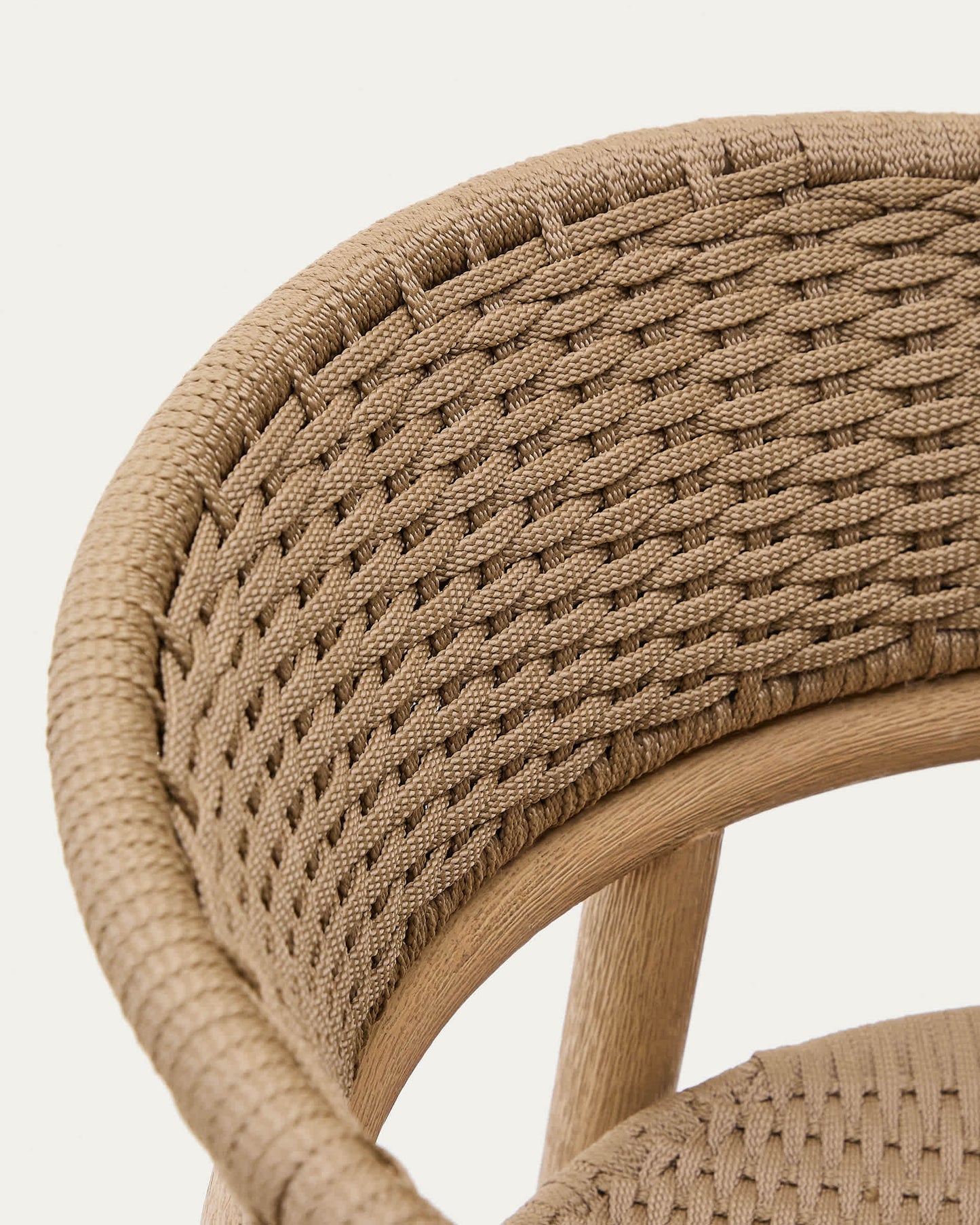Sgabello Arinella in legno massiccio di acacia finitura naturale e corda beige 75 cm