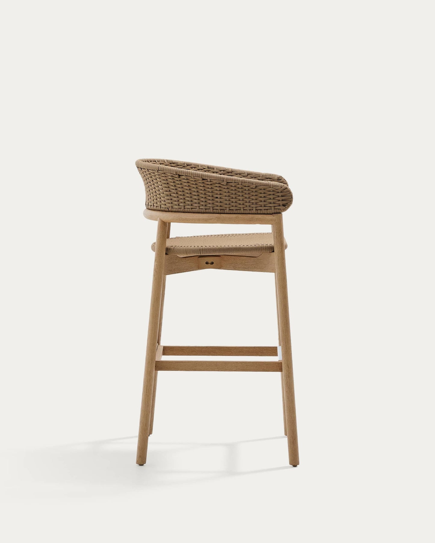 Sgabello Arinella in legno massiccio di acacia finitura naturale e corda beige 75 cm