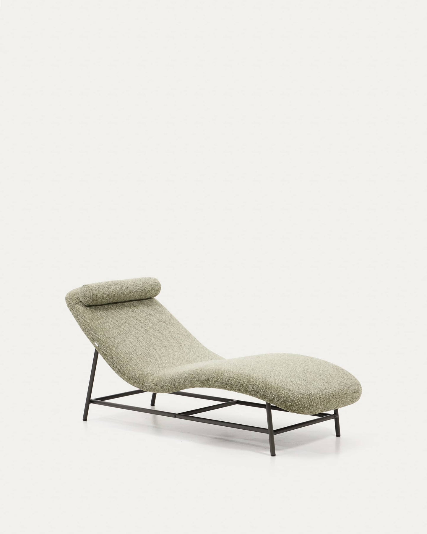 Divano Osla in ciniglia verde con gambe in acciaio inox spazzolato grafite 174 cm