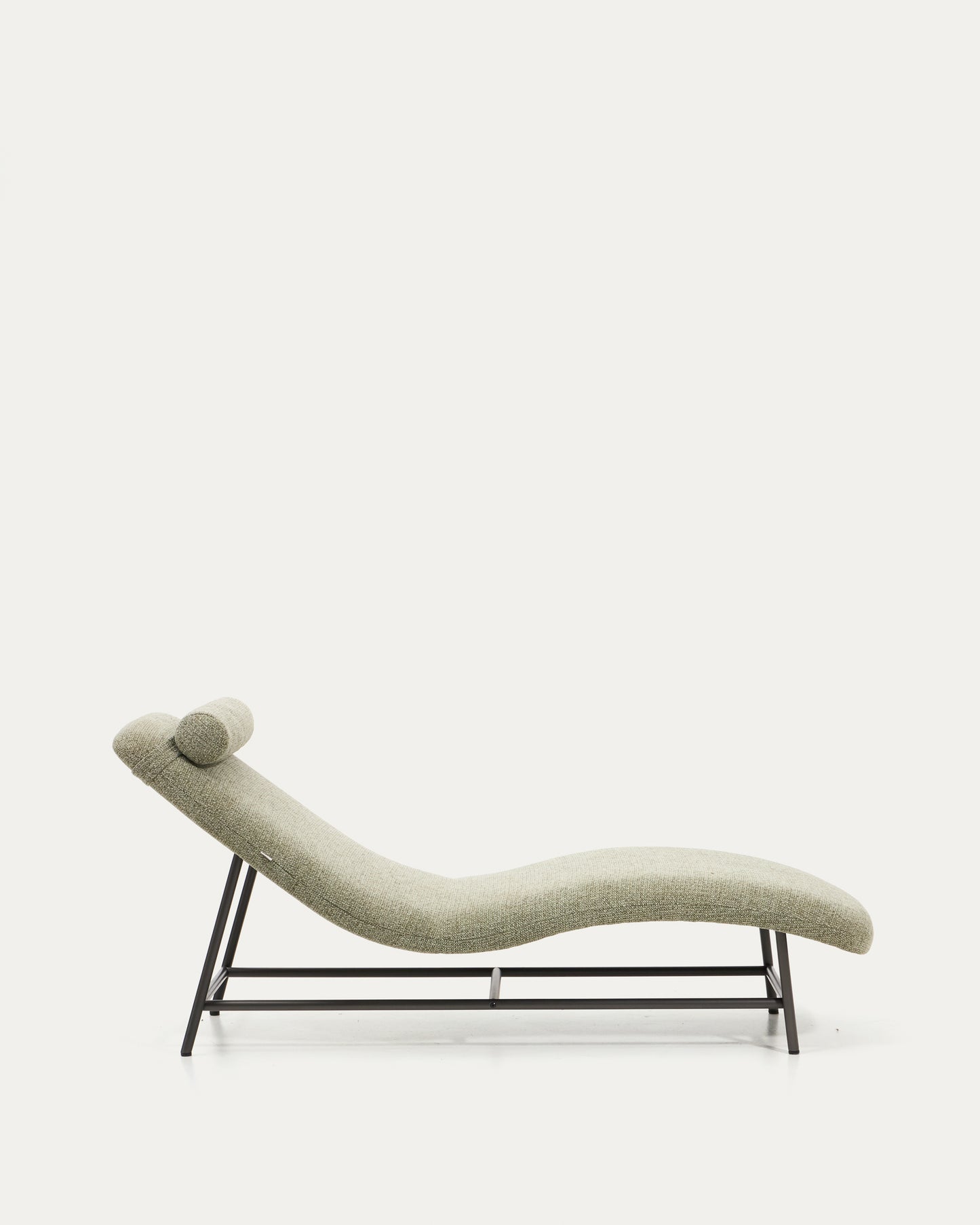 Divano Osla in ciniglia verde con gambe in acciaio inox spazzolato grafite 174 cm