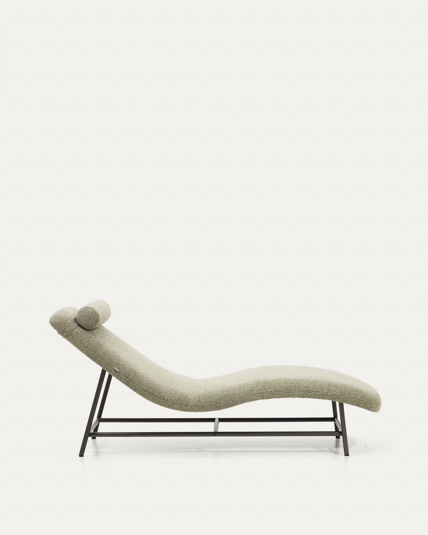 Divano Osla in ciniglia verde con gambe in acciaio inox spazzolato grafite 174 cm