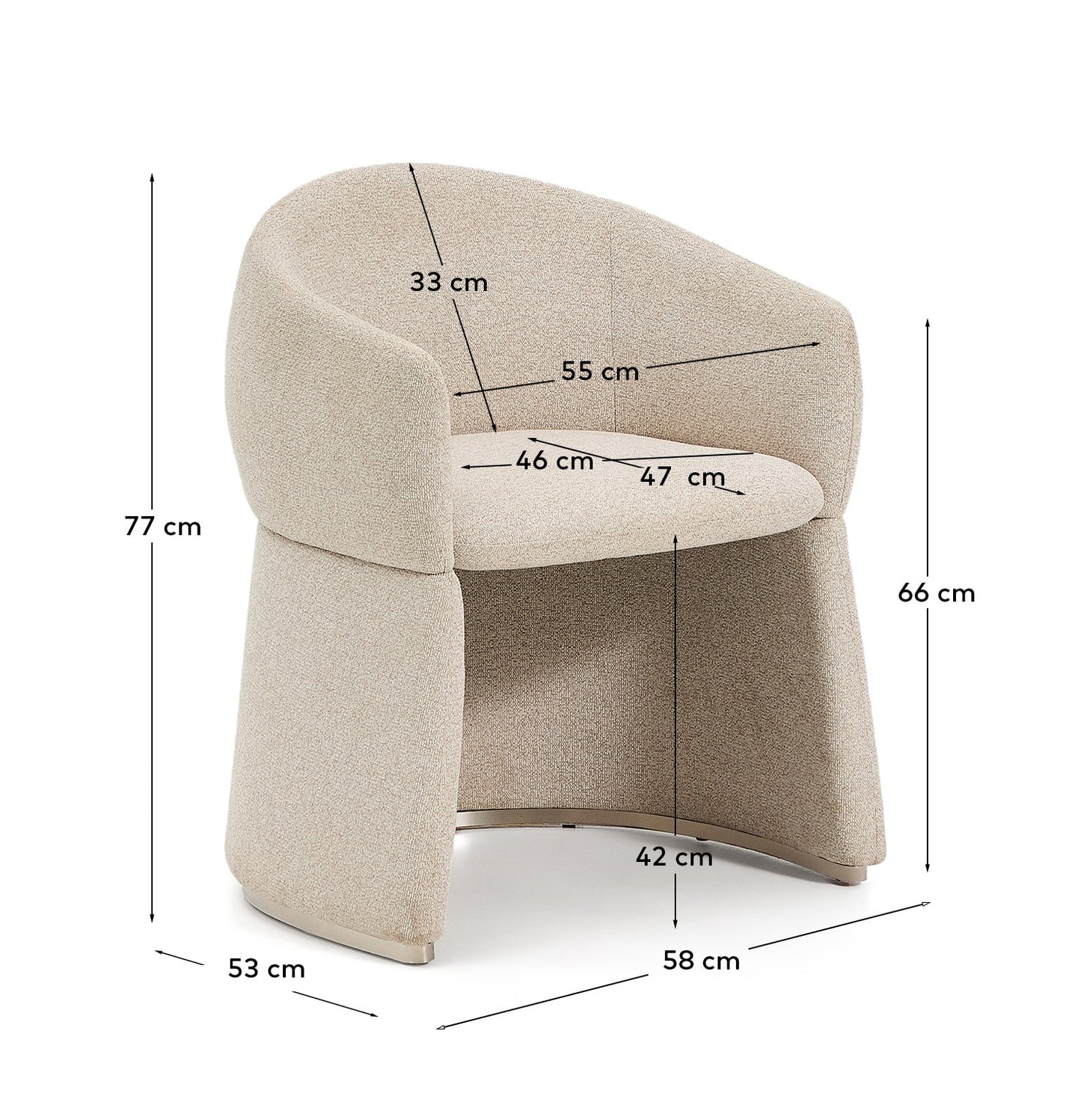 Sedia Bosca in ciniglia beige