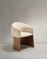 Sedia Bosca in ciniglia beige e impiallacciatura in noce