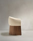 Sedia Bosca in ciniglia beige e impiallacciatura in noce