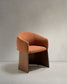 Sedia Bosca in ciniglia color terracotta e impiallacciatura di noce