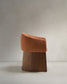 Sedia Bosca in ciniglia color terracotta e impiallacciatura di noce
