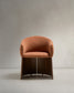 Sedia Bosca in ciniglia color terracotta e impiallacciatura di noce
