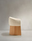 Sedia Bosca in ciniglia beige e impiallacciatura in rovere