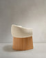 Sedia Bosca in ciniglia beige e impiallacciatura in rovere