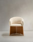 Sedia Bosca in ciniglia beige e impiallacciatura in rovere