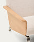 Poltrona Amsen beige in compensato di rovere e gambe in acciaio inox spazzolato