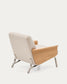 Poltrona Amsen beige in compensato di rovere e gambe in acciaio inox spazzolato