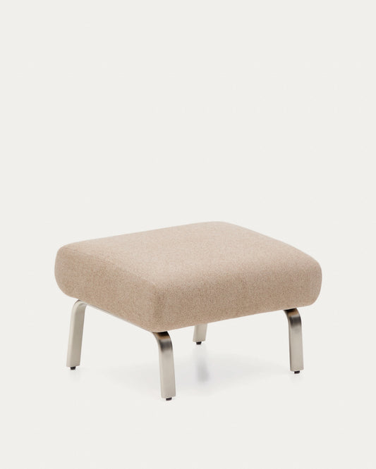 Poggiapiedi Amsen marrone chiaro con gambe in acciaio inox spazzolato 68 x 55 cm