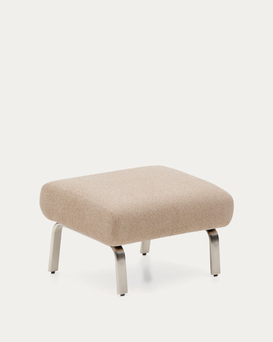 Poggiapiedi Amsen marrone chiaro con gambe in acciaio inox spazzolato 68 x 55 cm