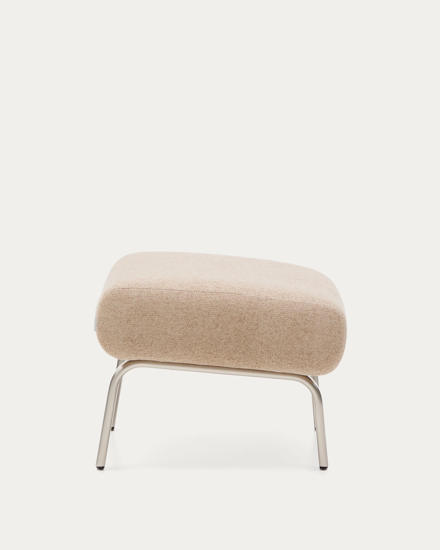 Poggiapiedi Amsen marrone chiaro con gambe in acciaio inox spazzolato 68 x 55 cm