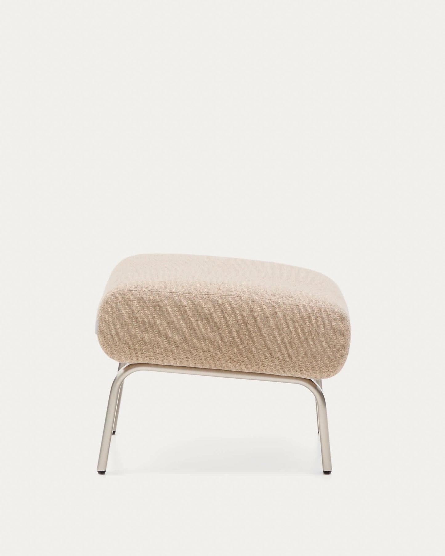 Poggiapiedi Amsen marrone chiaro con gambe in acciaio inox spazzolato 68 x 55 cm