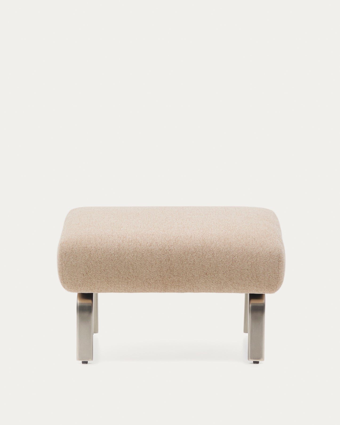 Poggiapiedi Amsen marrone chiaro con gambe in acciaio inox spazzolato 68 x 55 cm