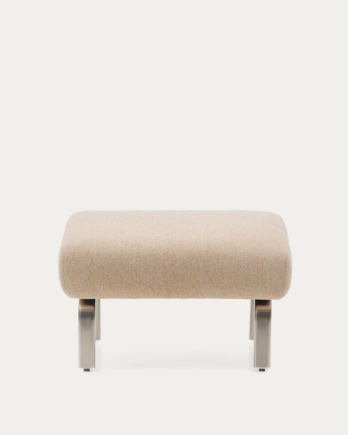 Poggiapiedi Amsen marrone chiaro con gambe in acciaio inox spazzolato 68 x 55 cm