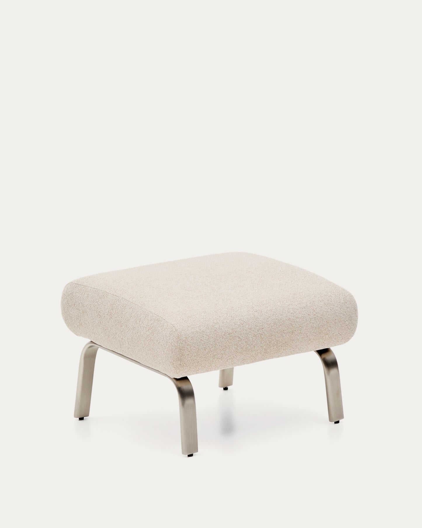 Poggiapiedi Amsen beige con gambe in acciaio inox spazzolato 68 x 55 cm