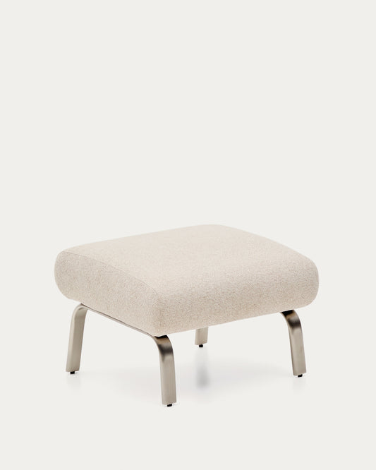 Poggiapiedi Amsen beige con gambe in acciaio inox spazzolato 68 x 55 cm