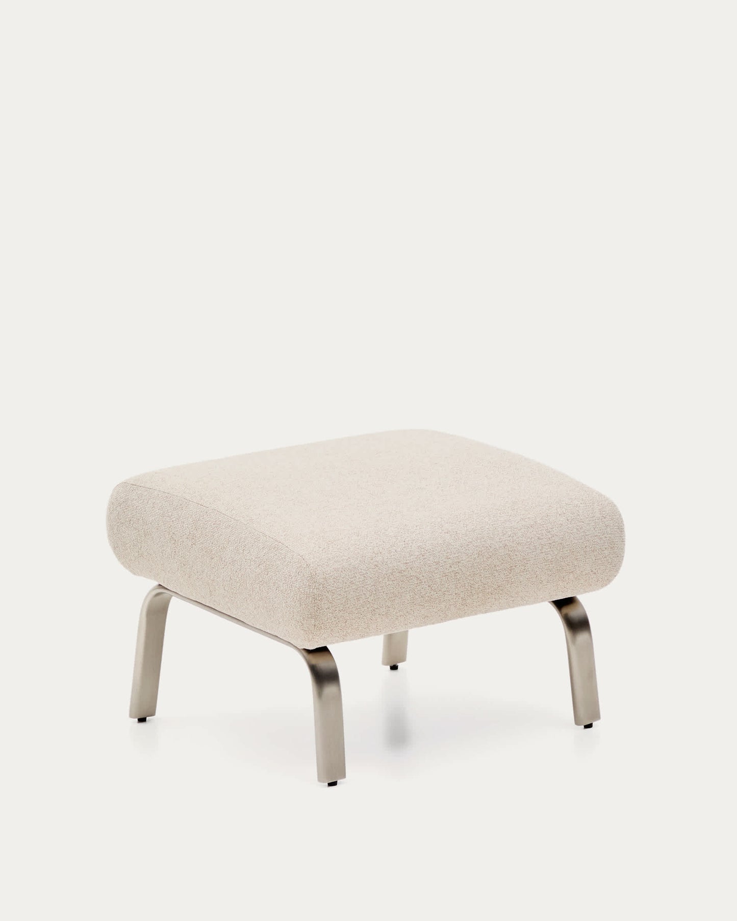 Poggiapiedi Amsen beige con gambe in acciaio inox spazzolato 68 x 55 cm