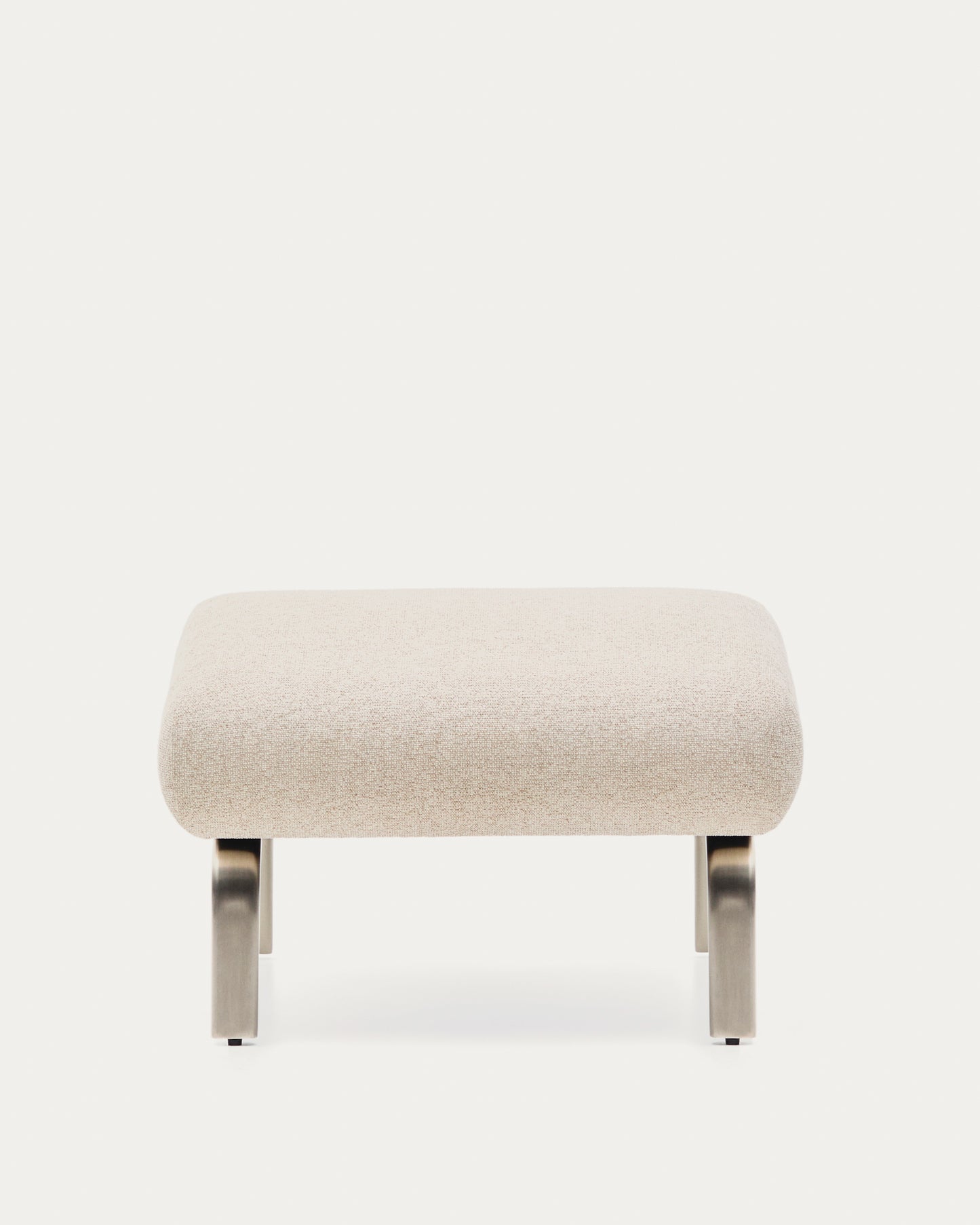 Poggiapiedi Amsen beige con gambe in acciaio inox spazzolato 68 x 55 cm