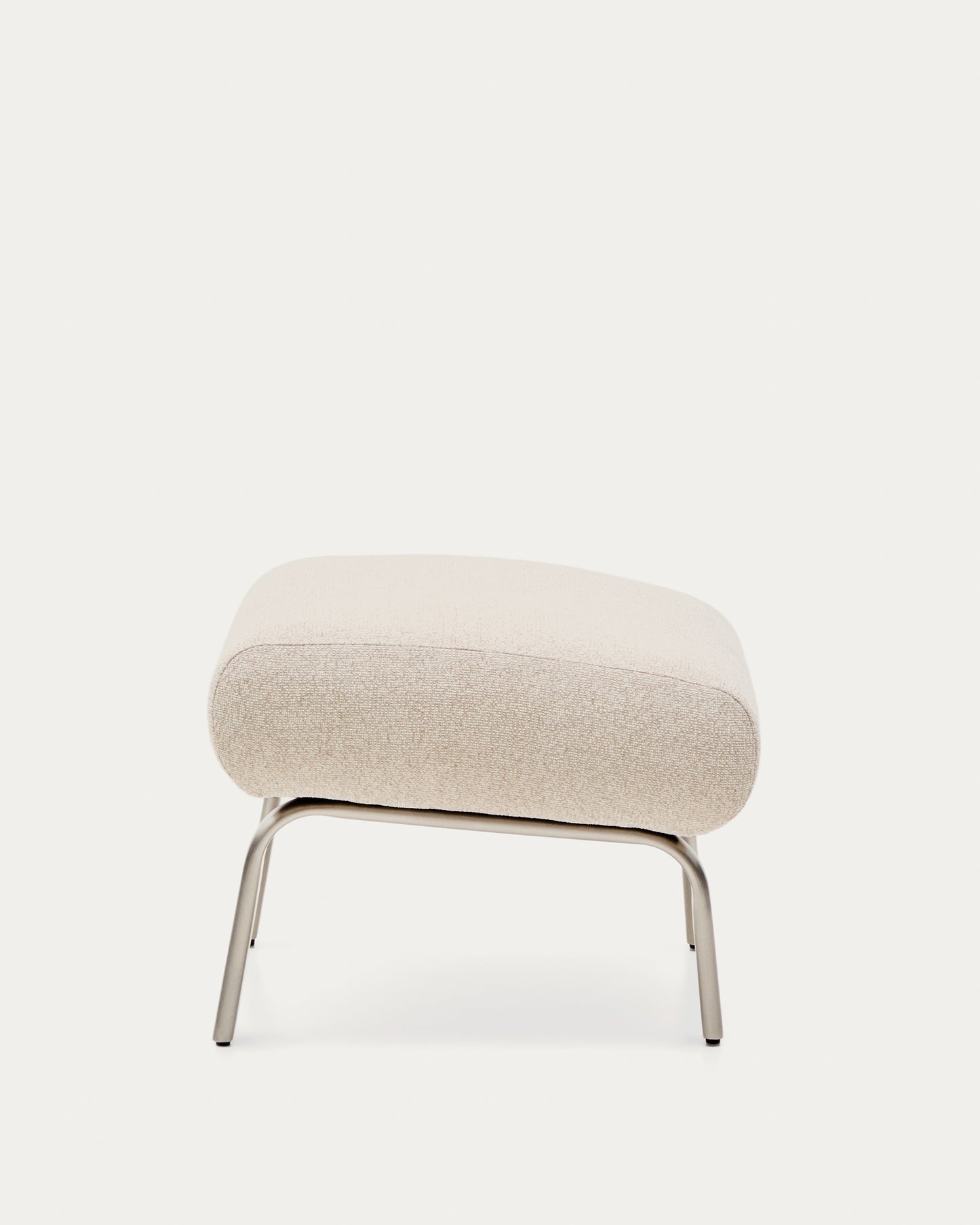 Poggiapiedi Amsen beige con gambe in acciaio inox spazzolato 68 x 55 cm