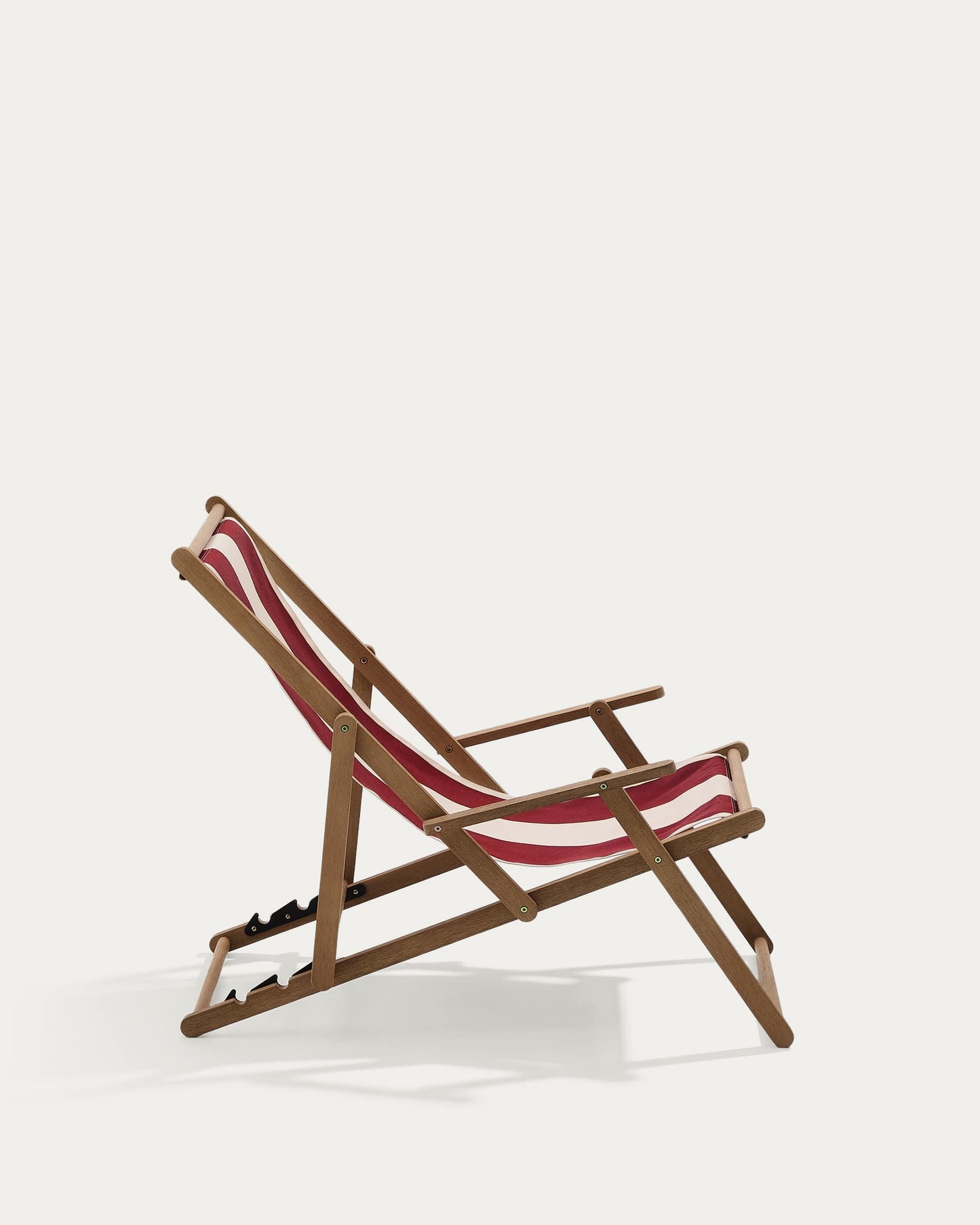 Amaca pieghevole da esterno Vilara a righe bordeaux e beige in legno massiccio di acacia