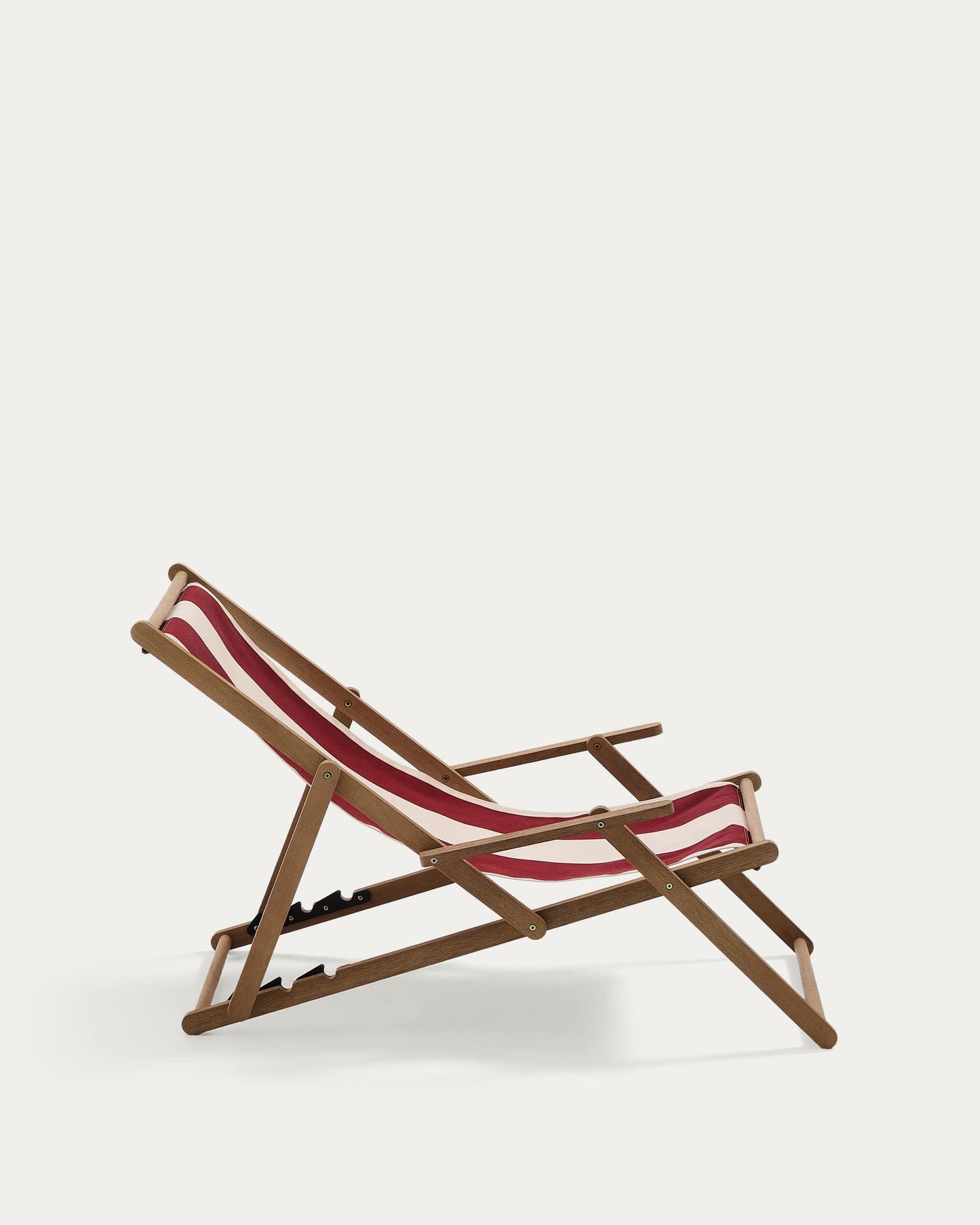 Amaca pieghevole da esterno Vilara a righe bordeaux e beige in legno massiccio di acacia