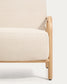 Poltrona Sylo in ciniglia beige e legno massiccio di frassino con finitura naturale