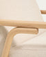 Poltrona Sylo in ciniglia beige e legno massiccio di frassino con finitura naturale