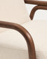 Poltrona Sylo in ciniglia beige e legno massiccio di frassino con finitura color noce