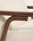 Poltrona Sylo in ciniglia beige e legno massiccio di frassino con finitura color noce