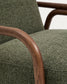 Poltrona Sylo in ciniglia verde scuro e legno massiccio di frassino con finitura color noce