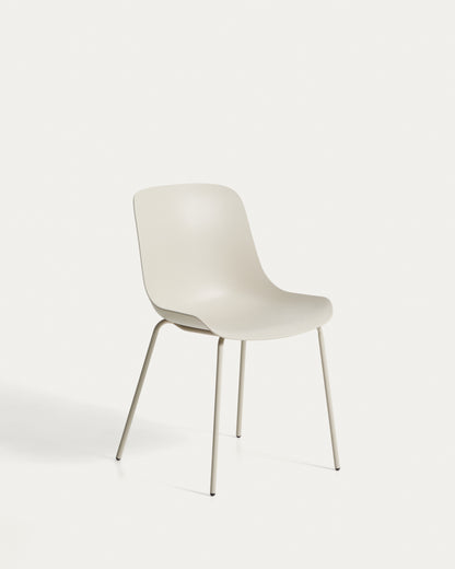 Sedia Altea beige e gambe in acciaio con finitura beige