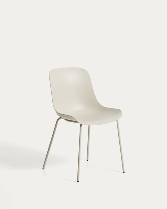 Sedia Altea beige e gambe in acciaio con finitura beige