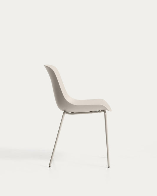 Sedia Altea beige e gambe in acciaio con finitura beige