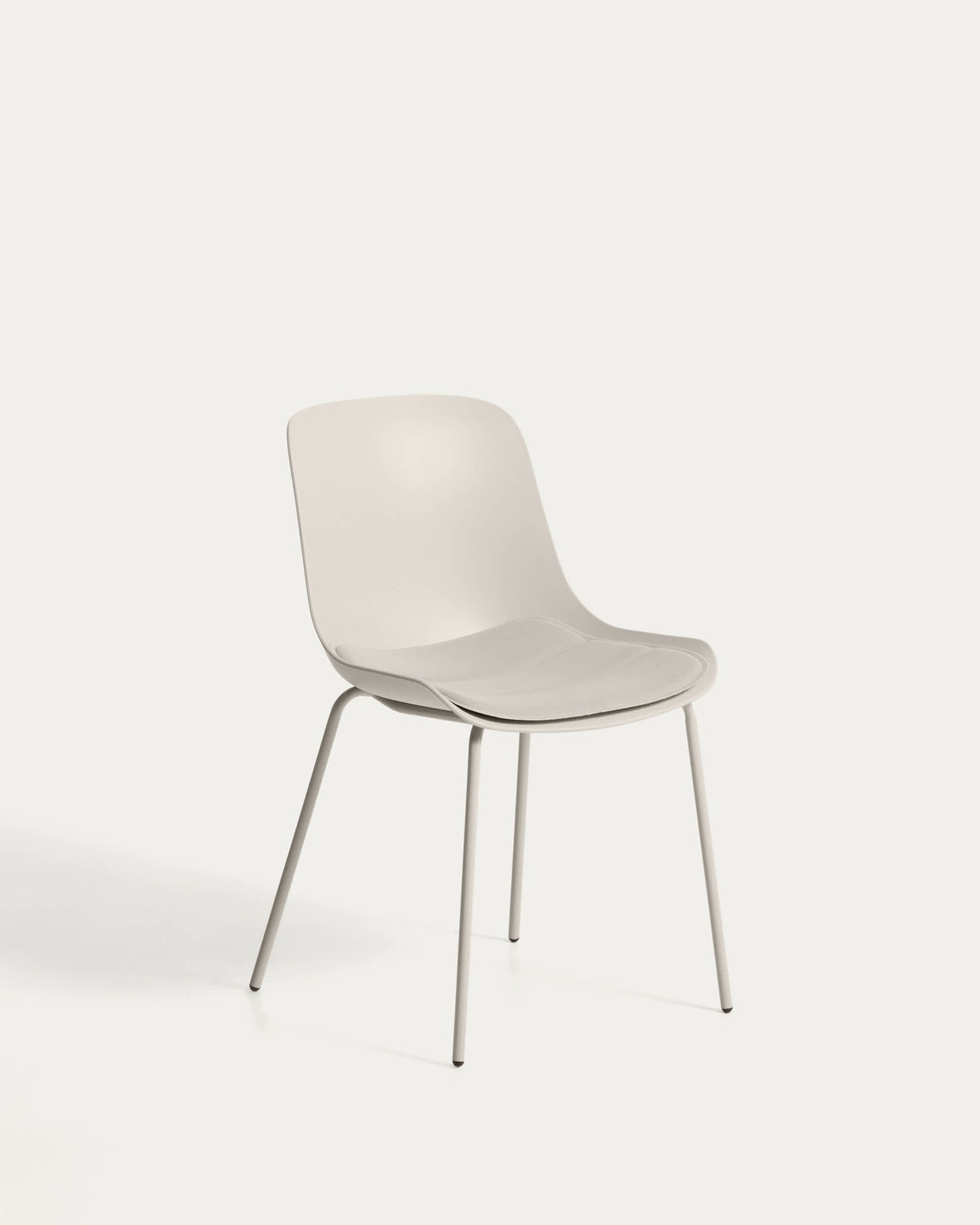 Sedia Altea beige e gambe in acciaio con finitura beige